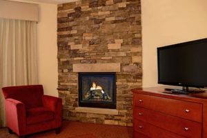 Cozy fireplace suite at the Penn Wells Lodge in Wellsboro, PA