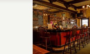 Traditional bar with barstools