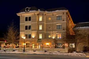 Large hotel building by night